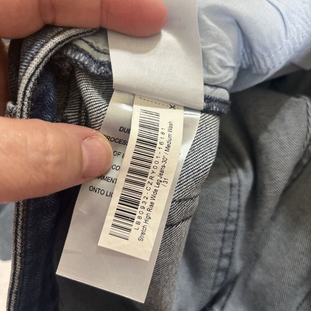 Quince NWT Stretch High Rise Wide Leg Jean Size 31 Medium wash Organic Cotton - Picture 7 of 8